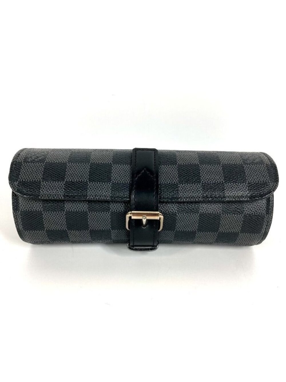 Louis Vuitton Pouch Etui 3 Montres Damier Graphite Canvas Black